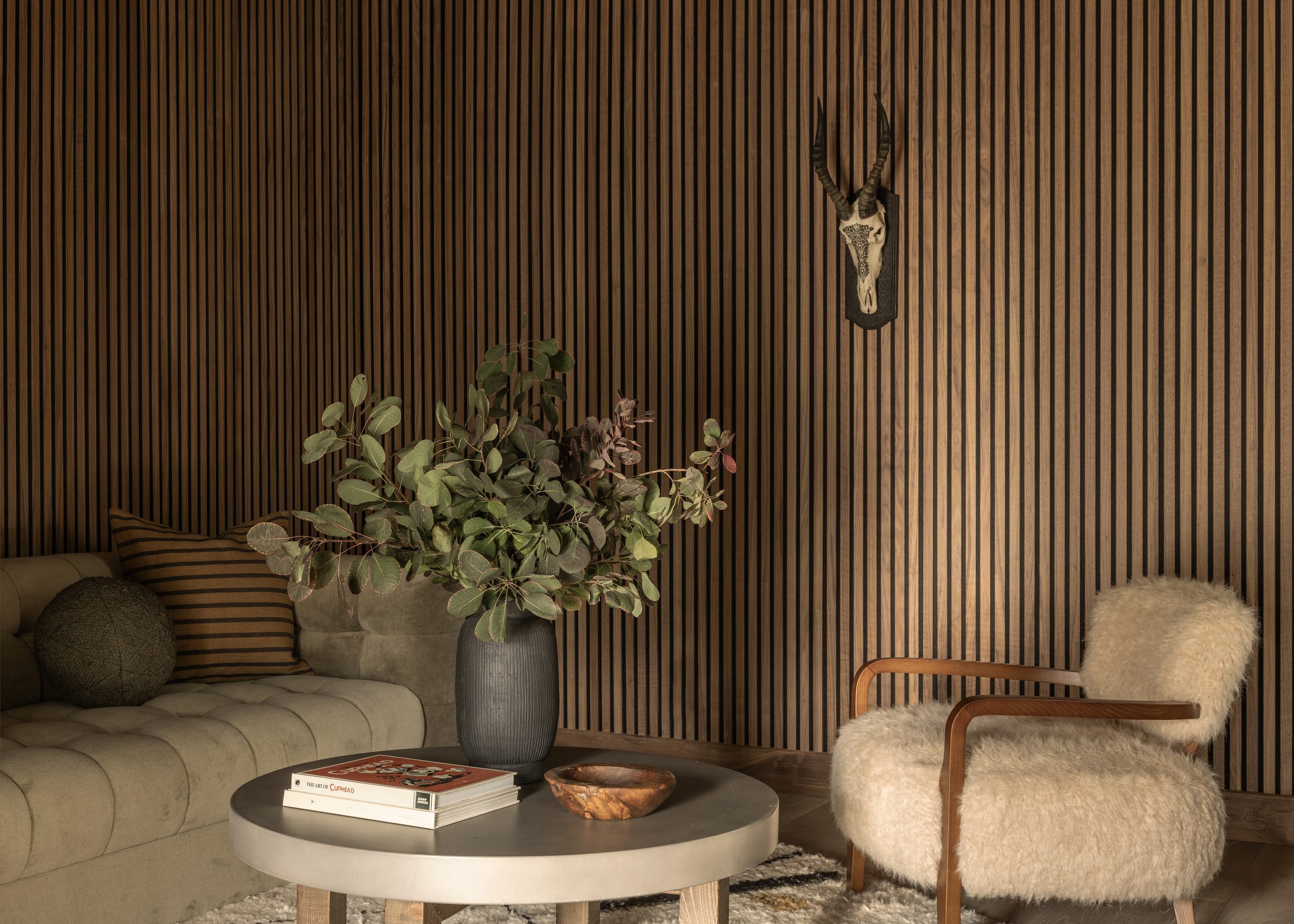 Recording studio with acoustic panelling