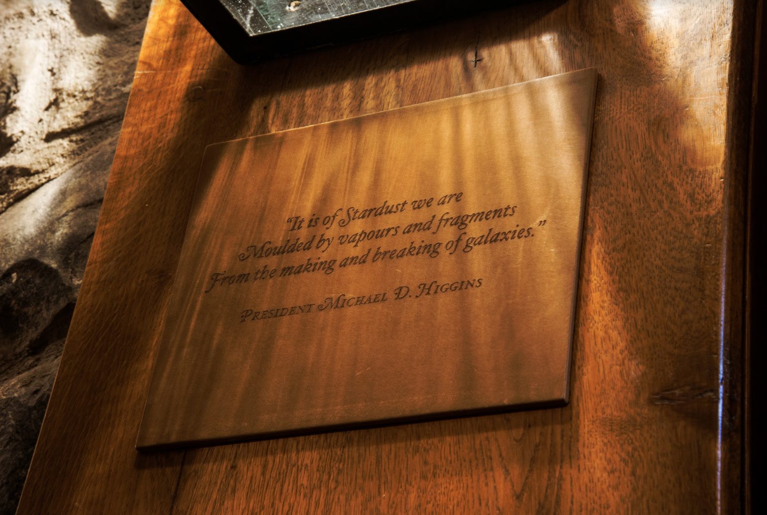 Leather poetry panel by Roisin Gartland